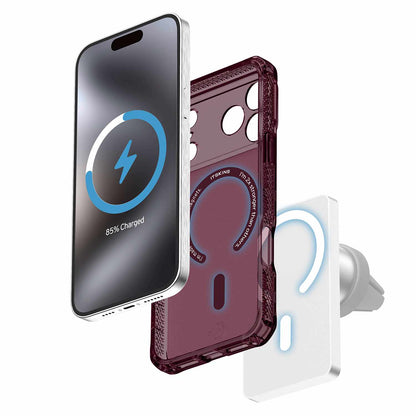 ITSKINS Hybrid_R Vapor — Étui MagSafe pour iPhone 18 Pro/17 Pro — prune