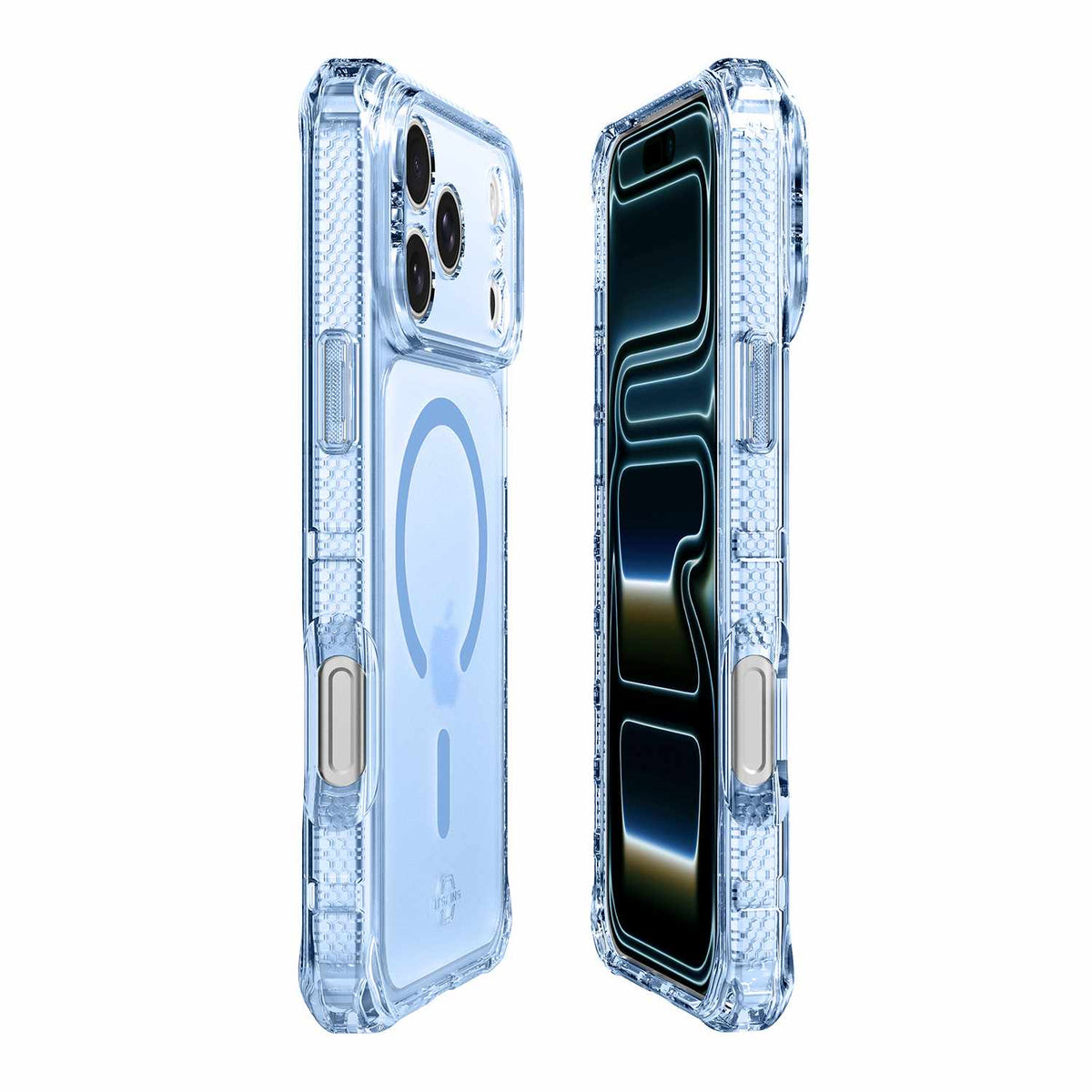 ITSKINS Hybrid_R Vapor — Étui MagSafe pour iPhone 18 Pro/17 Pro — clair bleu