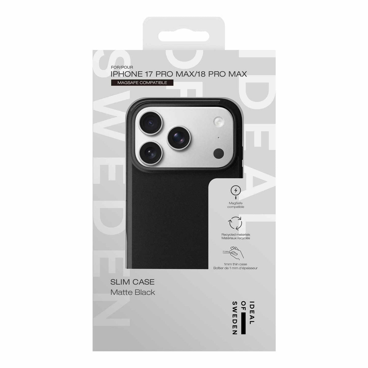 Ideal of Sweden — Étui mince MagSafe pour iPhone 18 Pro Max/17 Pro Max — mat noir