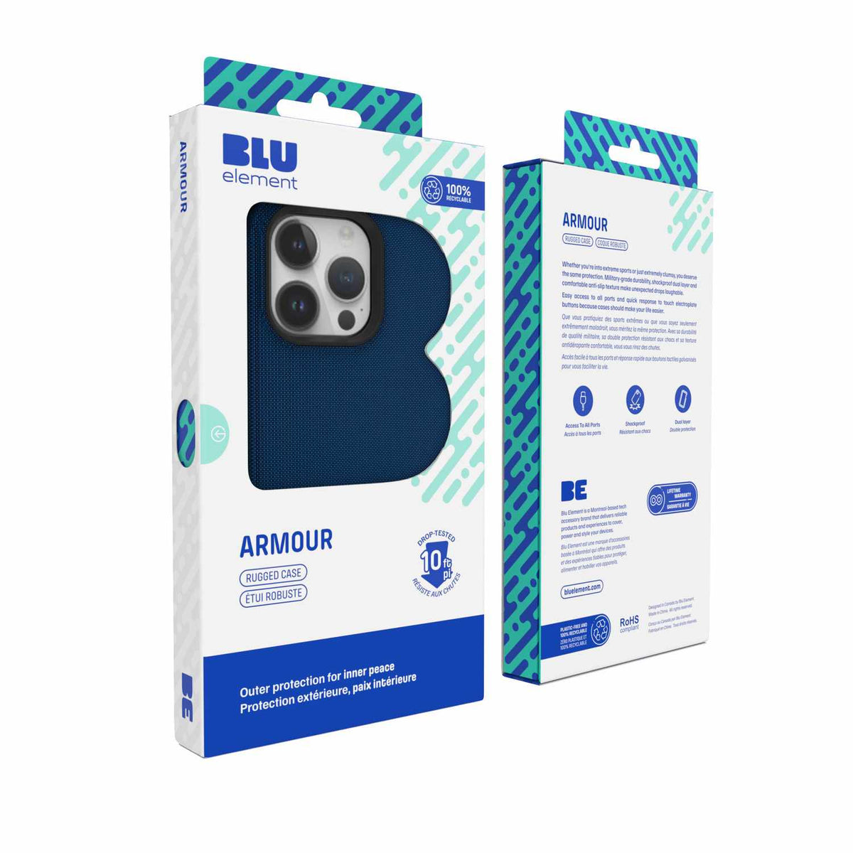 BEA2XIP15PRON Armour — Étui robuste pour iPhone 15 Pro — bleu marine