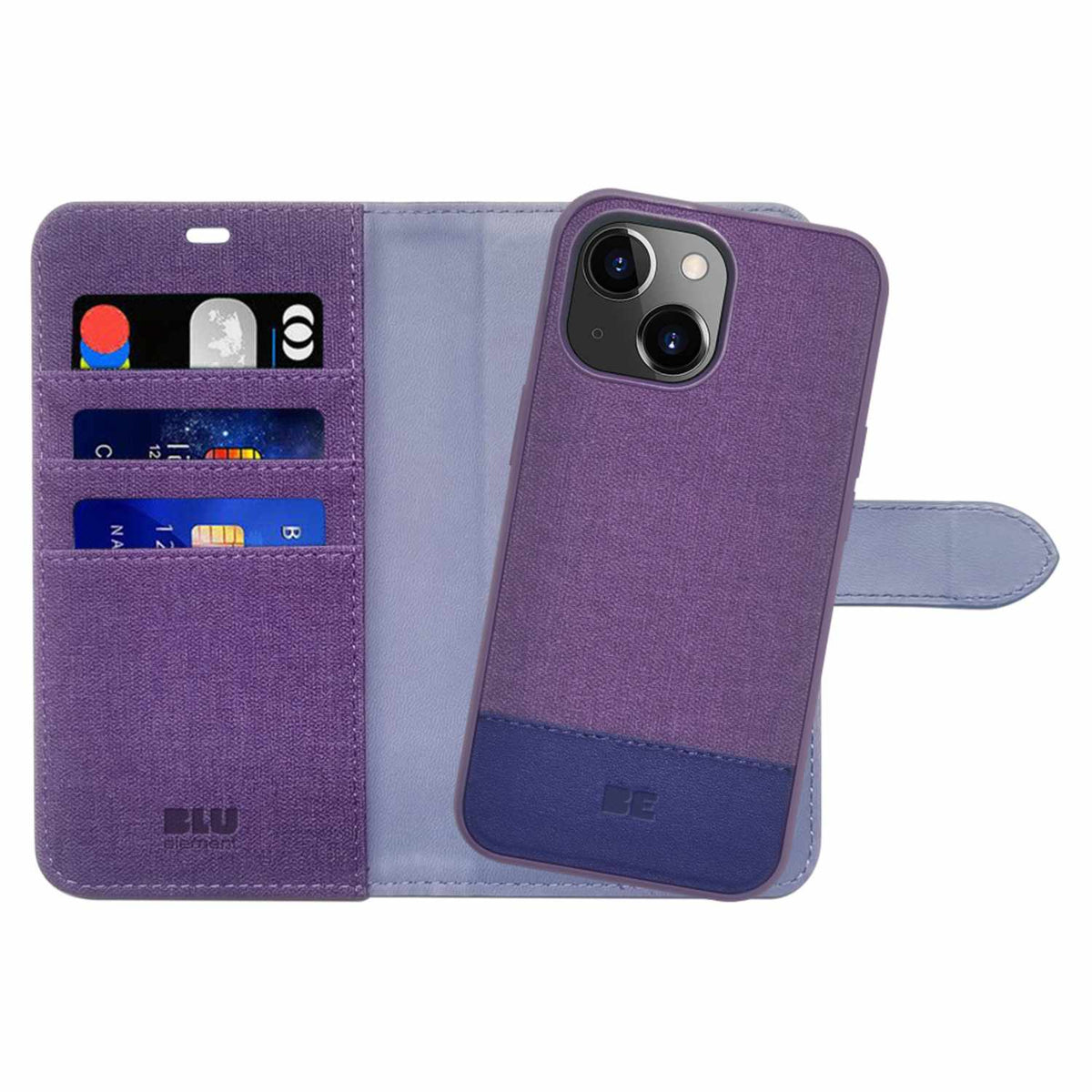 Blu Element — Étui folio 2-en-1 pour iPhone 16e/15/14/13 — violet Haze