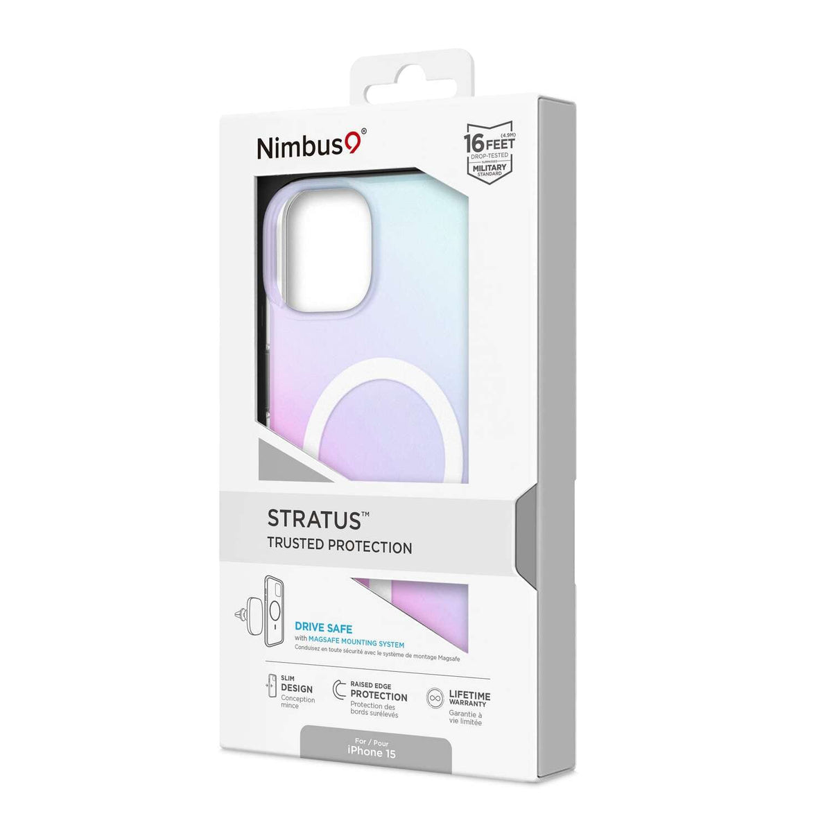 N9SMSIPH15FR Stratus — Étui MagSafe pour iPhone 15/14/13 Frost