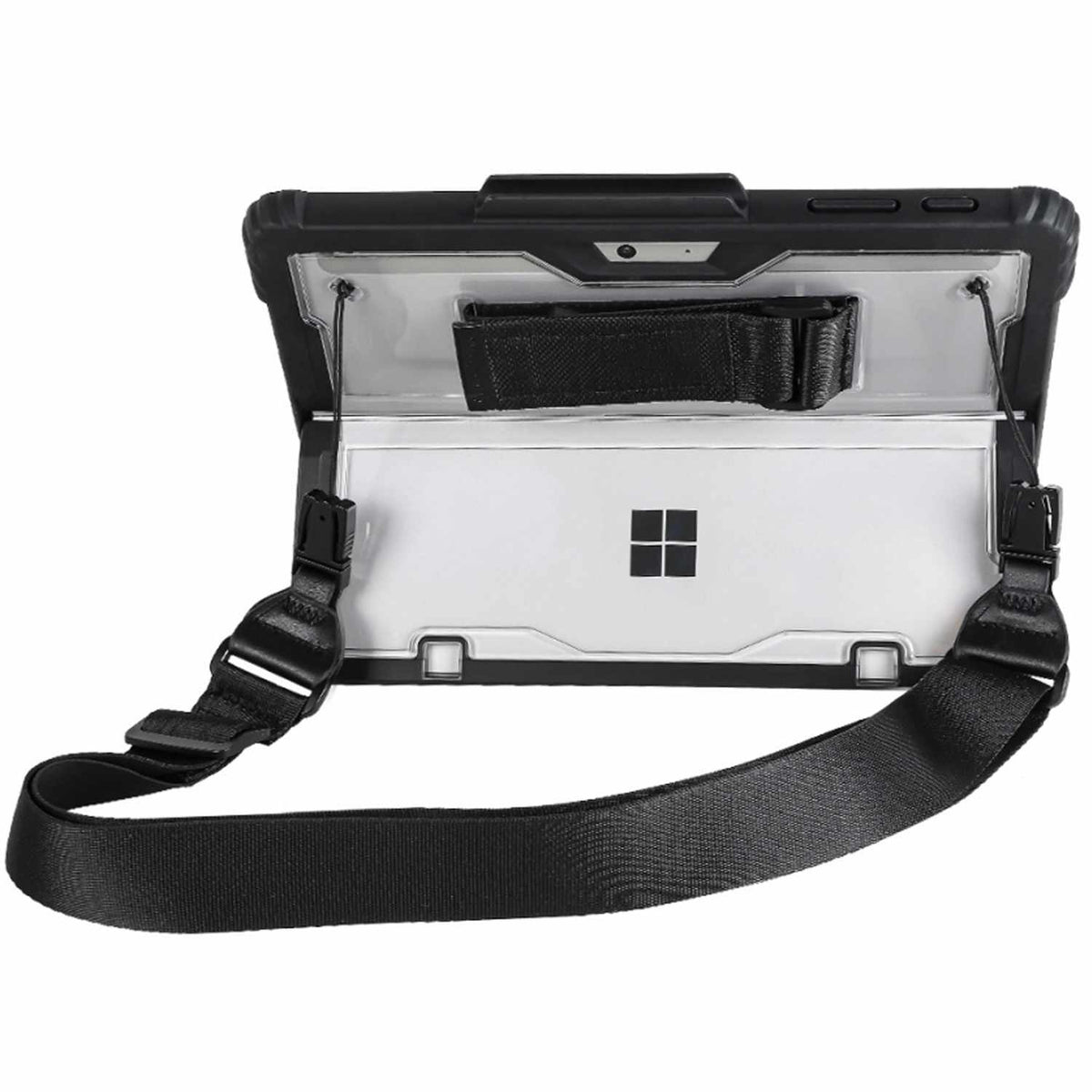 Bulk Packaging Rugged Case with Hand Strap and Shoulder Strap Clear Black for Microsoft Surface Pro 8