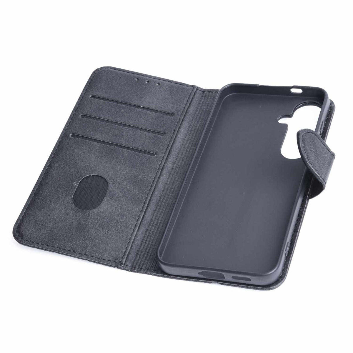 BEWFS24B Faux — Étui en cuir folio pour Galaxy S24 — avec TPU Gelskin noir