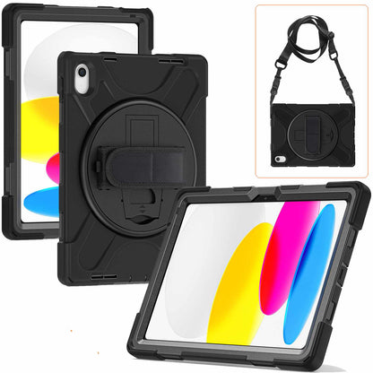 Bulk Packaging Heavy Duty Case w/Kickstand/Built-in Screen Protector/Hand and Shoulder Strap Black for iPad 11 2025 (11th Gen)/iPad 10.9 2022 (10th Gen)