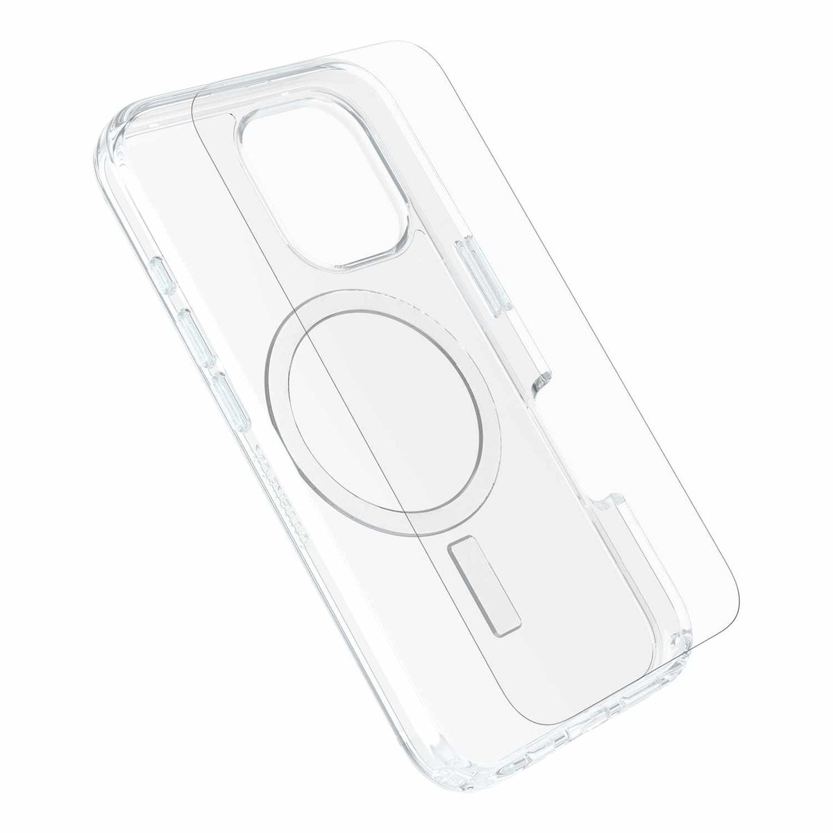 OtterBox — Ensemble Protection et alimentation (Symmetry Clear MagSafe avec Verre + Chargeur mural 30W blanc) pour iPhone 16