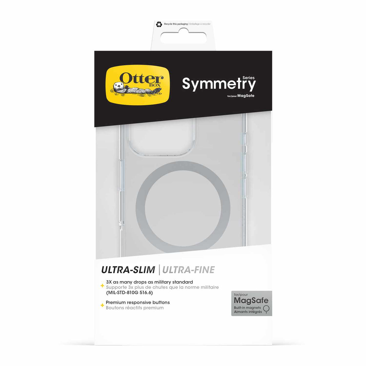 OtterBox Symmetry — Étui transparent MagSafe pour iPhone 16 Pro — transparent