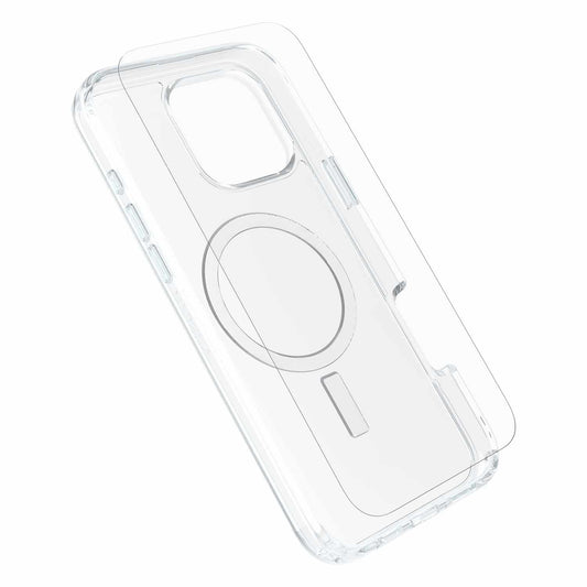 OtterBox — Ensemble Protection et alimentation (Symmetry Clear MagSafe avec Verre + Chargeur mural 30W) transparent pour iPhone 16 Pro Max