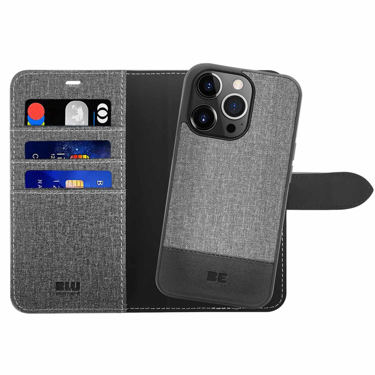 Blu Element — Étui folio 2-en-1 pour iPhone 16 Pro Max — gris