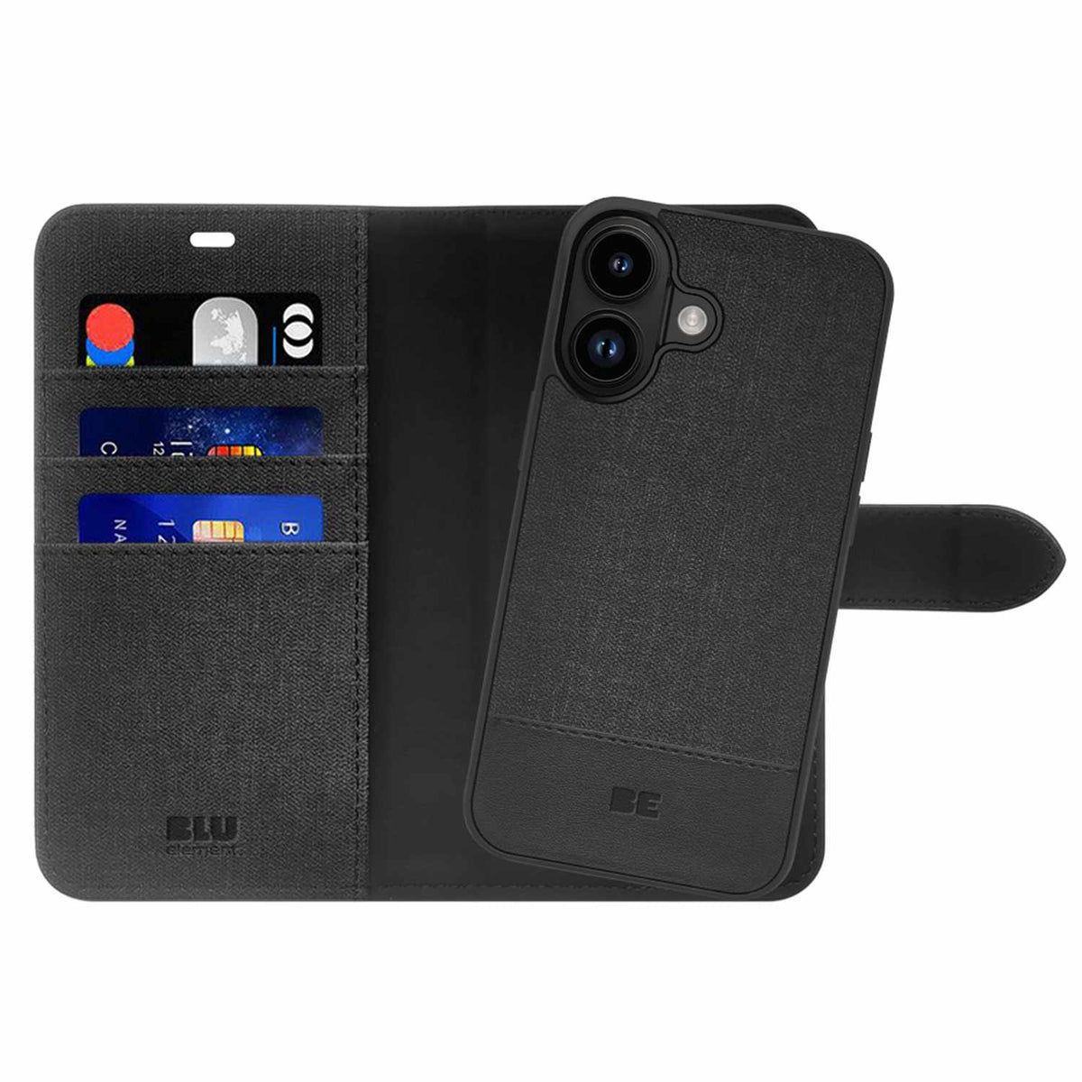 Blu Element Folio 2-in-1 MagSafe Case Black for iPhone 16