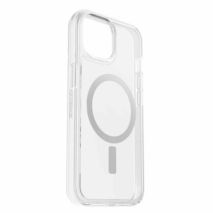 OtterBox Symmetry — Étui transparent MagSafe pour iPhone 17e/16e/15/14/13 en emballage en vrac — transparent avec bleu Tint