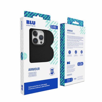 Blu Element Armour — Étui robuste pour iPhone 17e/16e/15/14/13en emballage en vrac — noir