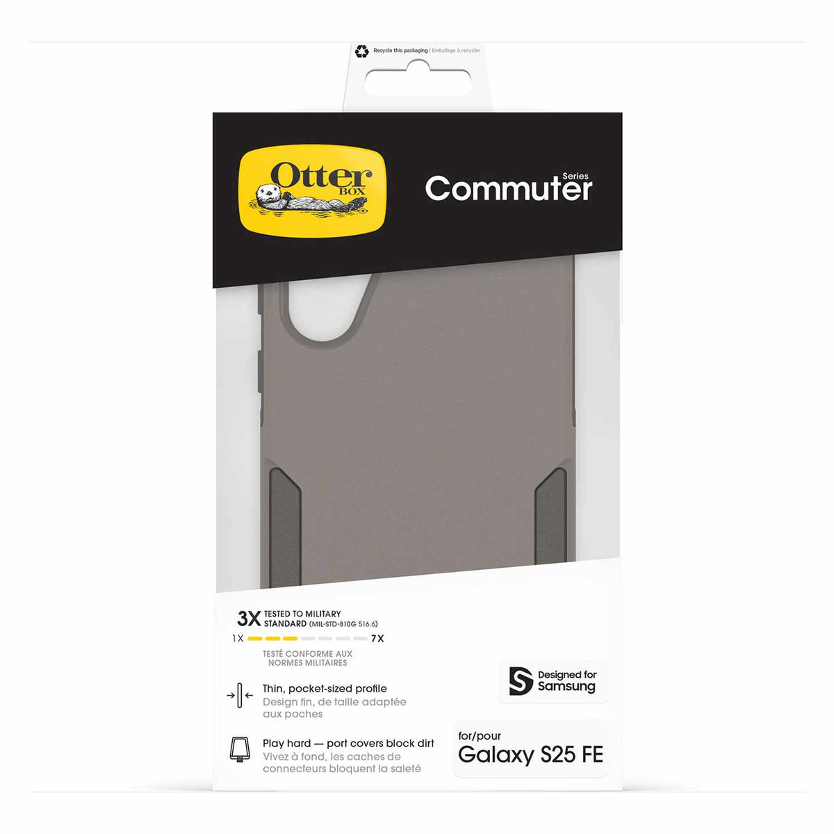 OtterBox Commuter — Étui pour Samsung Galaxy S25 FE — gris Comfort