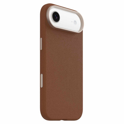 OtterBox Symmetry Cactus — Étui en cuir MagSafe avec commande de caméra pour iPhone Air — Dessert Saddle (brun)