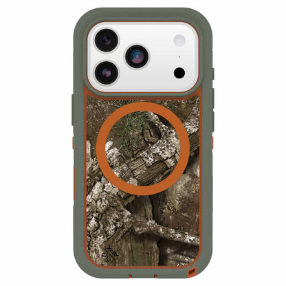 OtterBox Defender Pro XT — Étui transparent MagSafe avec commande de caméra pour iPhone 17 Pro — Realtree Apx (vert)