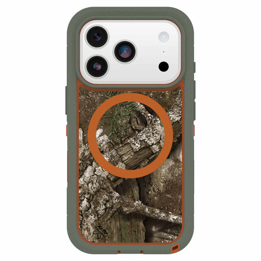 OtterBox Defender Pro XT — Étui transparent MagSafe avec commande de caméra pour iPhone 17 Pro — Realtree Apx (vert)