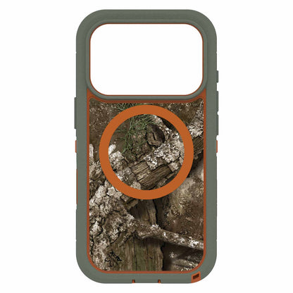 OtterBox Defender Pro XT — Étui transparent MagSafe avec commande de caméra pour iPhone 17 Pro — Realtree Apx (vert)
