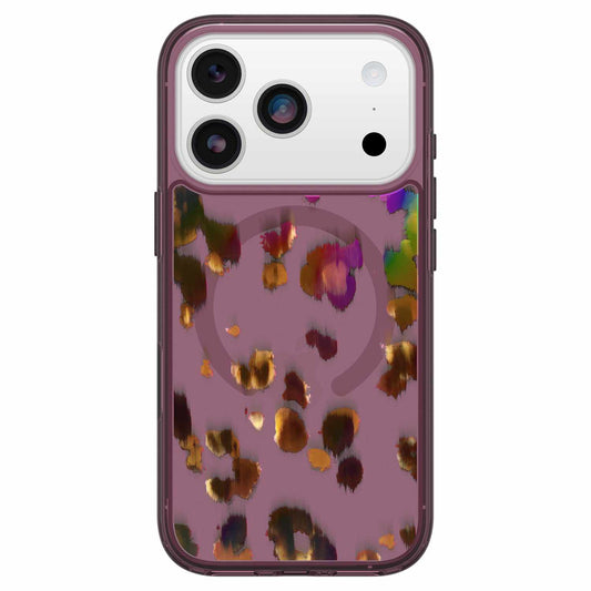OtterBox Symmetry — Étui transparent MagSafe avec commande de caméra pour iPhone 17 Pro — Leopard Shift (rose)