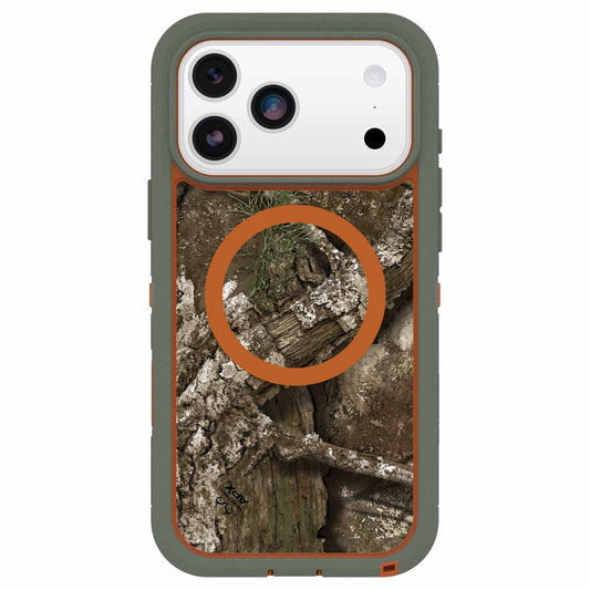 OtterBox Defender Pro XT — Étui transparent MagSafe avec commande de caméra pour iPhone 17 Pro Max — Realtree Apx (vert)