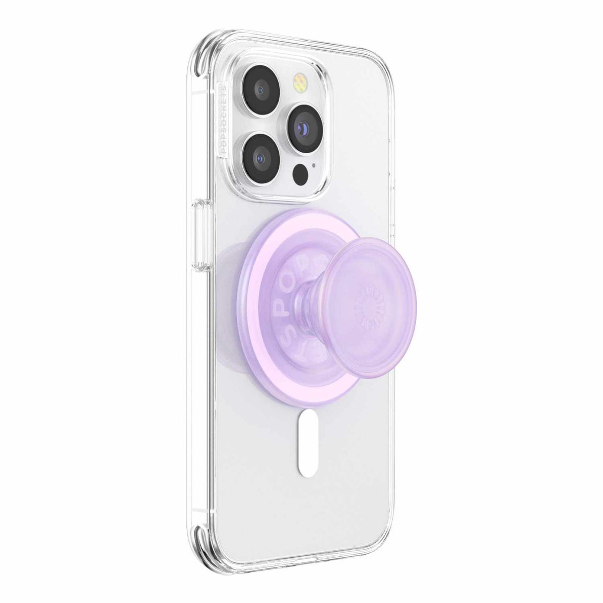 PopSockets PopGrip pour MagSafe Round avec anneau adaptateur Opalescent — transparent