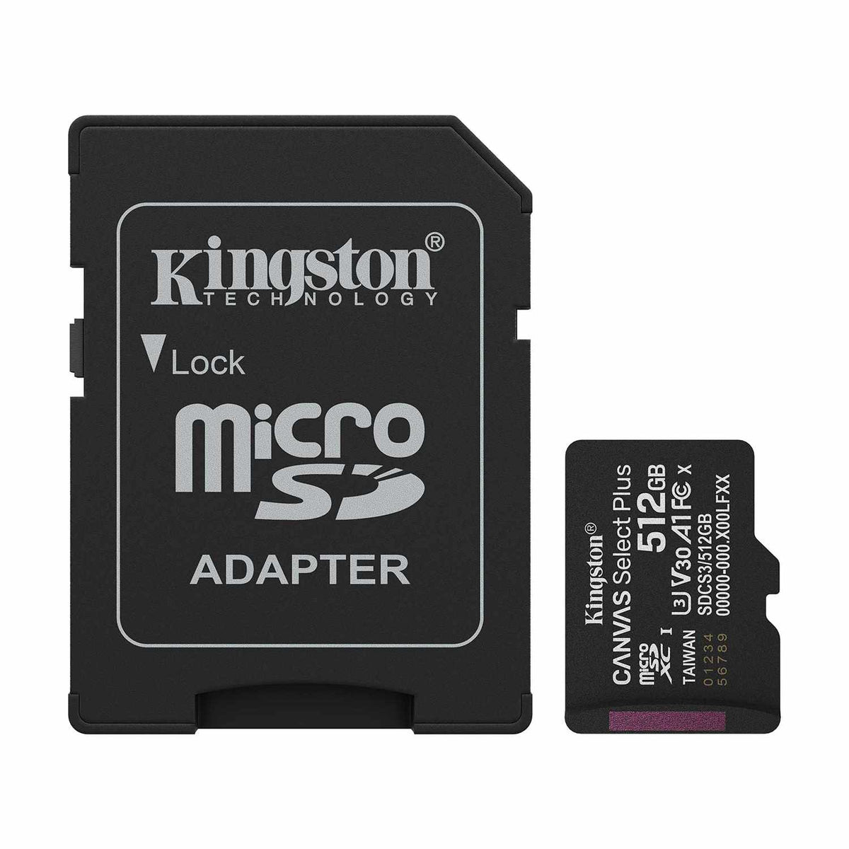 Kingston 512GB microSDXC Canvas Select Plus Gen3 150MB/s A1 Card avec — Adaptateur