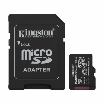 Kingston 512GB microSDXC Canvas Select Plus Gen3 150MB/s A1 Card avec — Adaptateur