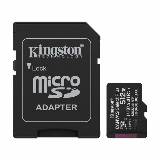 Kingston 512GB microSDXC Canvas Select Plus Gen3 150MB/s A1 Card avec — Adaptateur