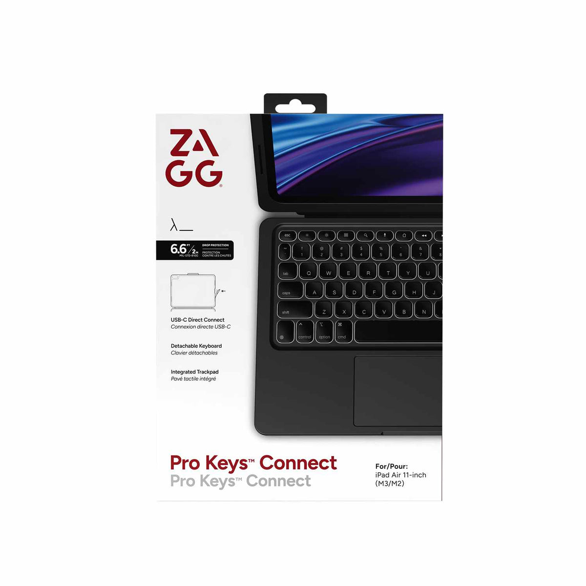 ZAGG Pro Keys Connect — Étui pour tablette avec clavier avec pavé tactile pour iPad Air 11 (M4) 2026/Air 11 2025 (7e génération)/Air 11 2024 (6e génération) — noir