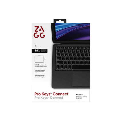 ZAGG Pro Keys Connect — Étui pour tablette avec clavier avec pavé tactile pour iPad Air 11 (M4) 2026/Air 11 2025 (7e génération)/Air 11 2024 (6e génération) — noir