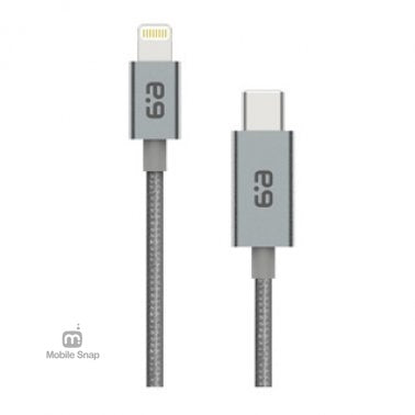 PureGear Space Grey 300cm Lightning to USB-C Braided Charge and Sync Cable