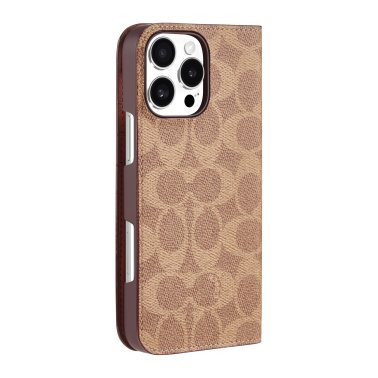 iPhone 16 Pro Max Coach Folio Signature C Case - Tan