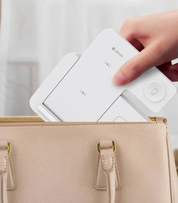 Devia 15W Foldable Travel Triple Wireless Magnetic Charging Pad with Night Lamp - White