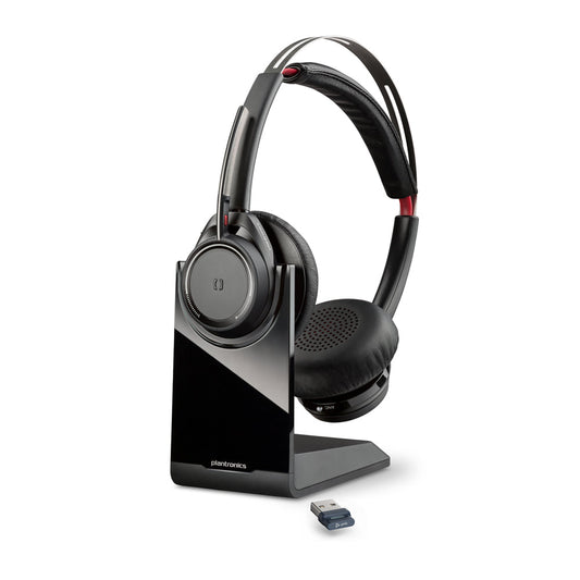 Poly Voyager Focus UC — Casque Bluetooth avec Mic et Chargeur Support USB-A connecteur — noir