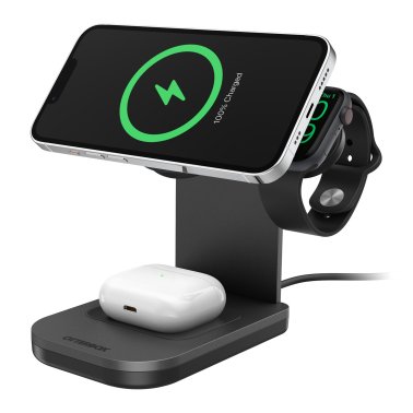Otterbox 3-in-1 Charging Station Made for MagSafe w/ Apple Watch Charger + Airpods - Black